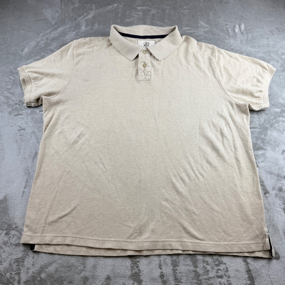 VINTAGE Roebuck & Co Men's XXL Short‎ Sleeve Polo Shirt Beige Cotton Pique